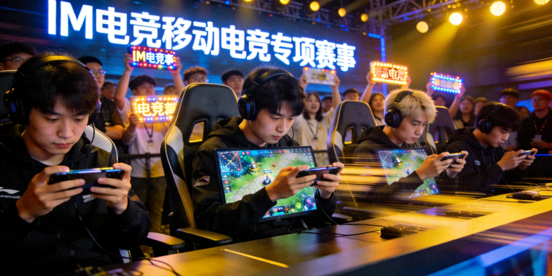 IM电竞移动电竞专项赛事现场 - 选手使用手机进行激烈对战，观众席座无虚席