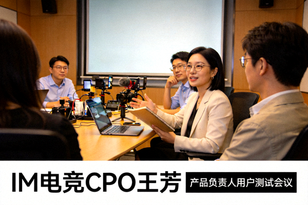 IM电竞CPO王芳肖像 - 产品负责人在用户测试会议中的照片